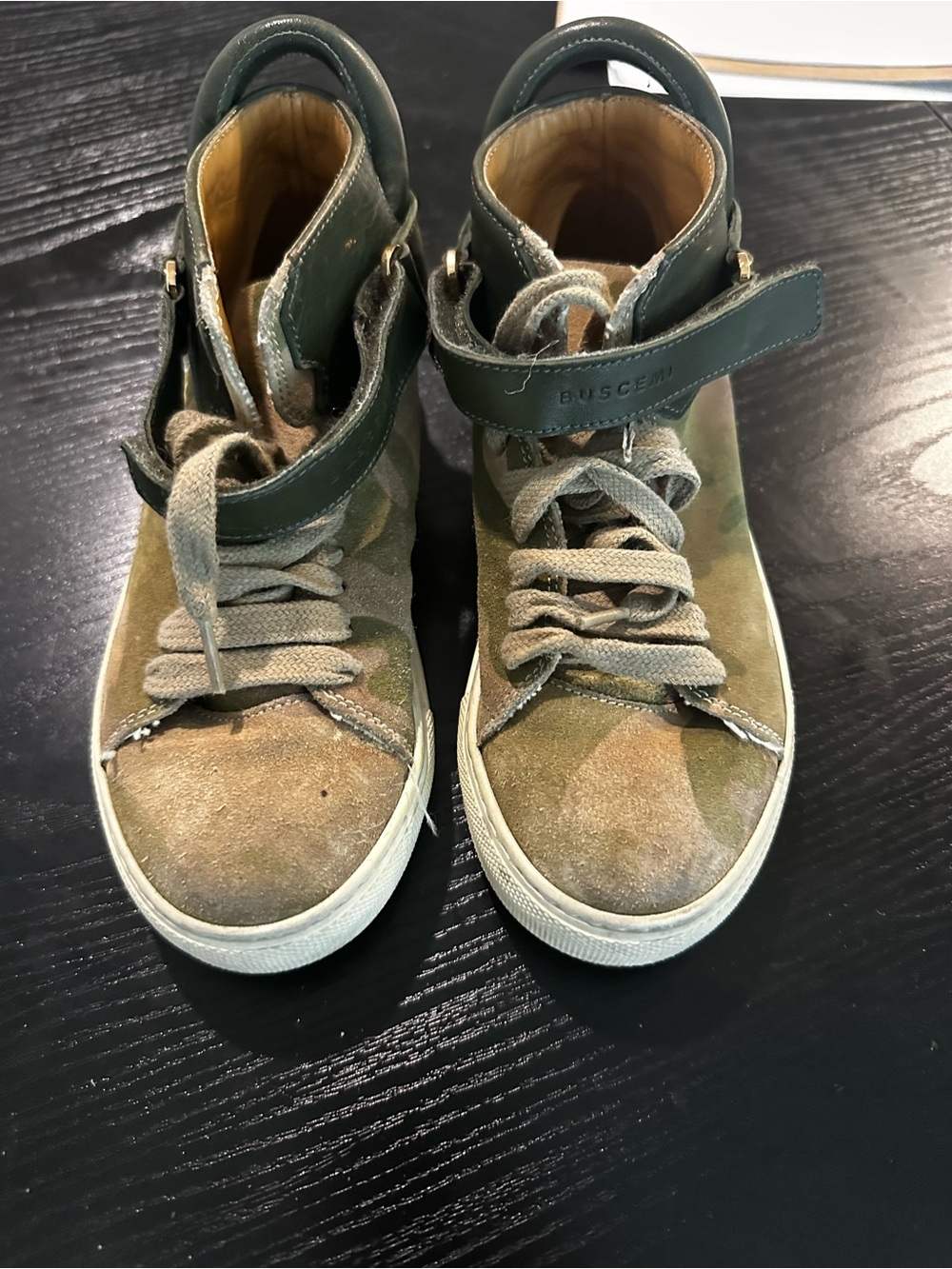 Buscemi Kids Olive Green Camouflage High-Top Sneakers